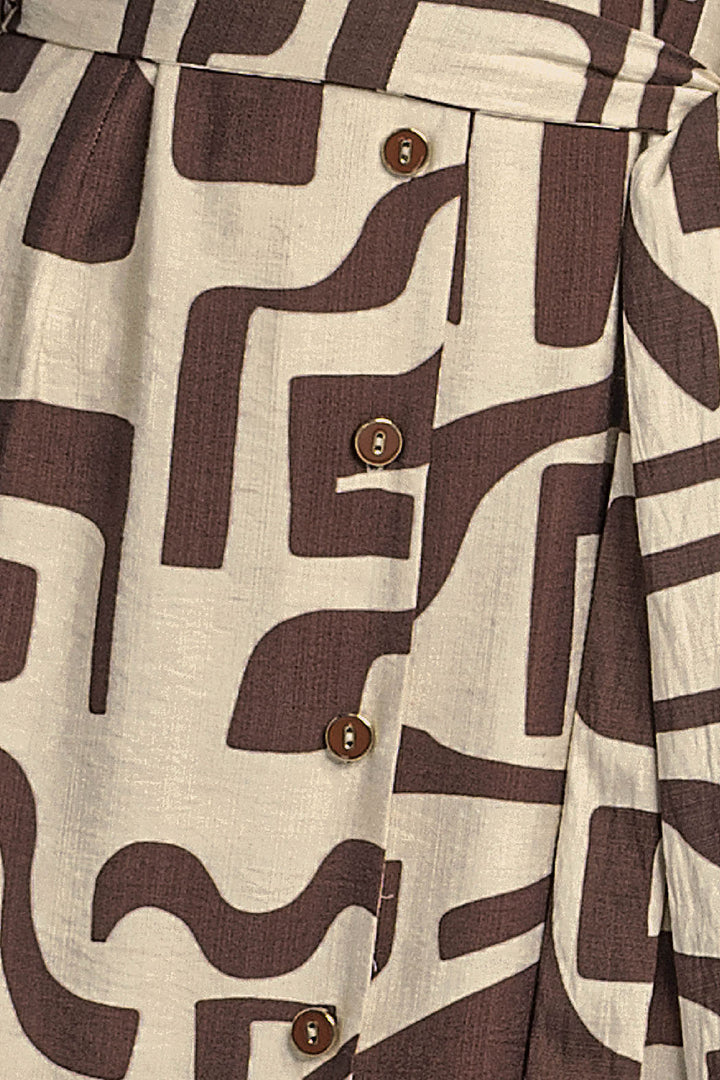 Vestido Largo Estampado Con Botones Al Frente