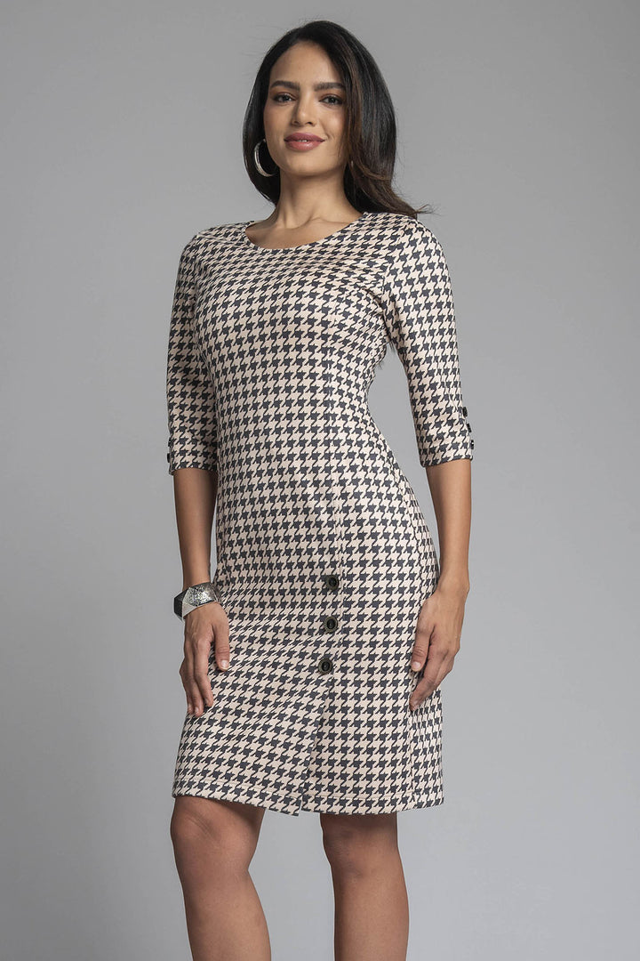 Vestido Estampado Pata De Gallo