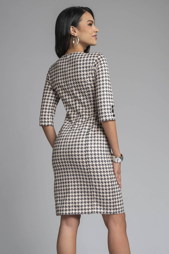 Vestido Estampado Pata De Gallo
