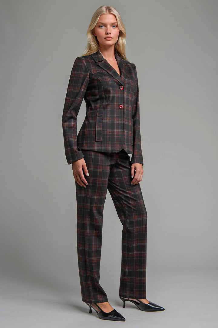 Conjunto De Pantalon Con Saco De Cuadros