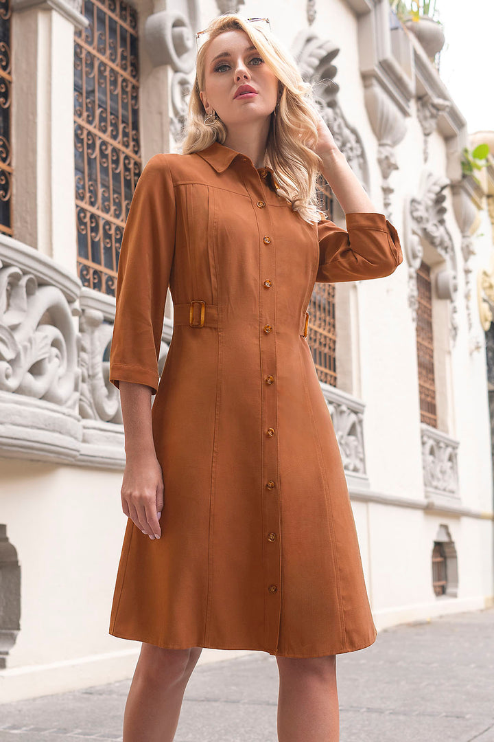 Vestido Camisero De Manga Larga