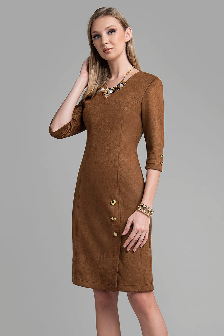 Vestido De Gamusa Manga 3/4