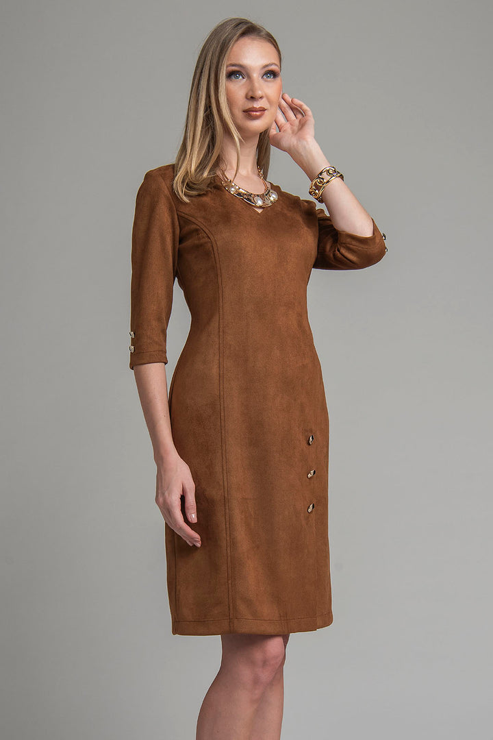 Vestido De Gamusa Manga 3/4