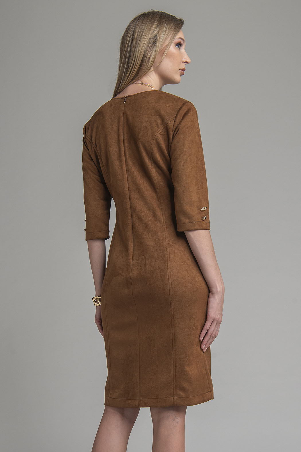 Vestido De Gamusa Manga 3/4