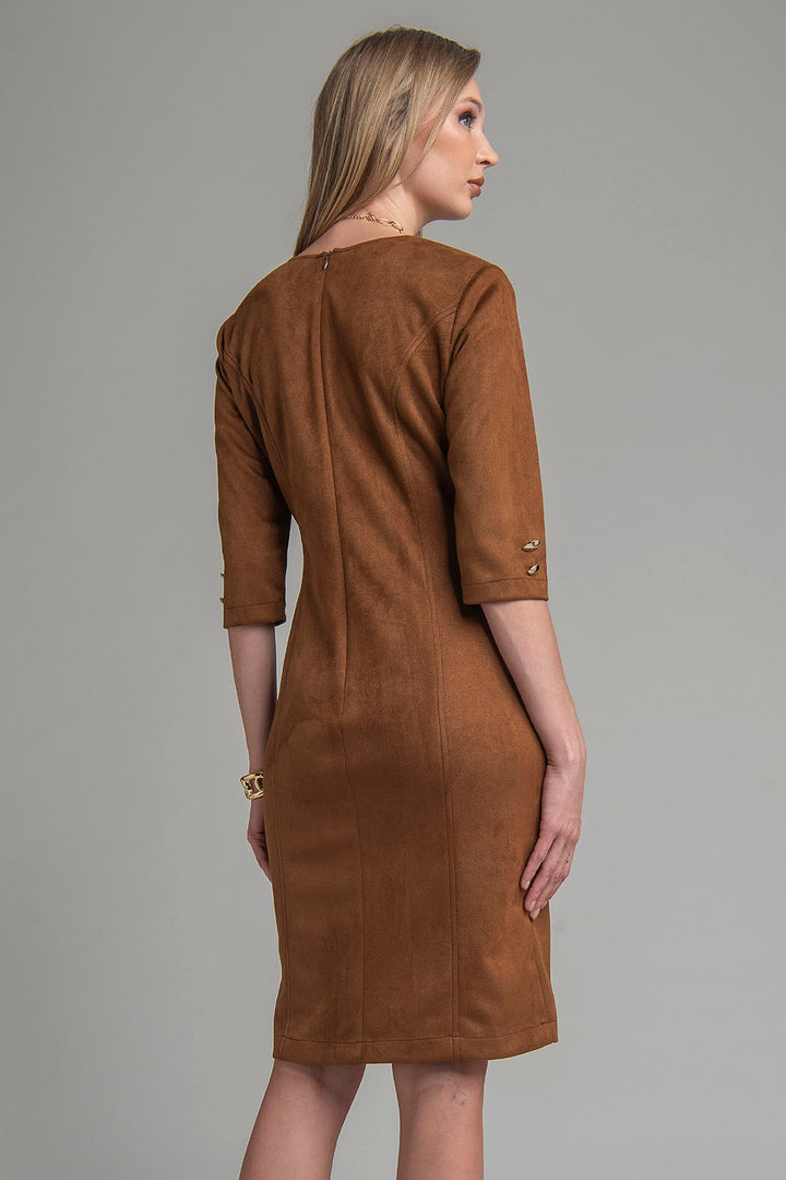 Vestido De Gamusa Manga 3/4