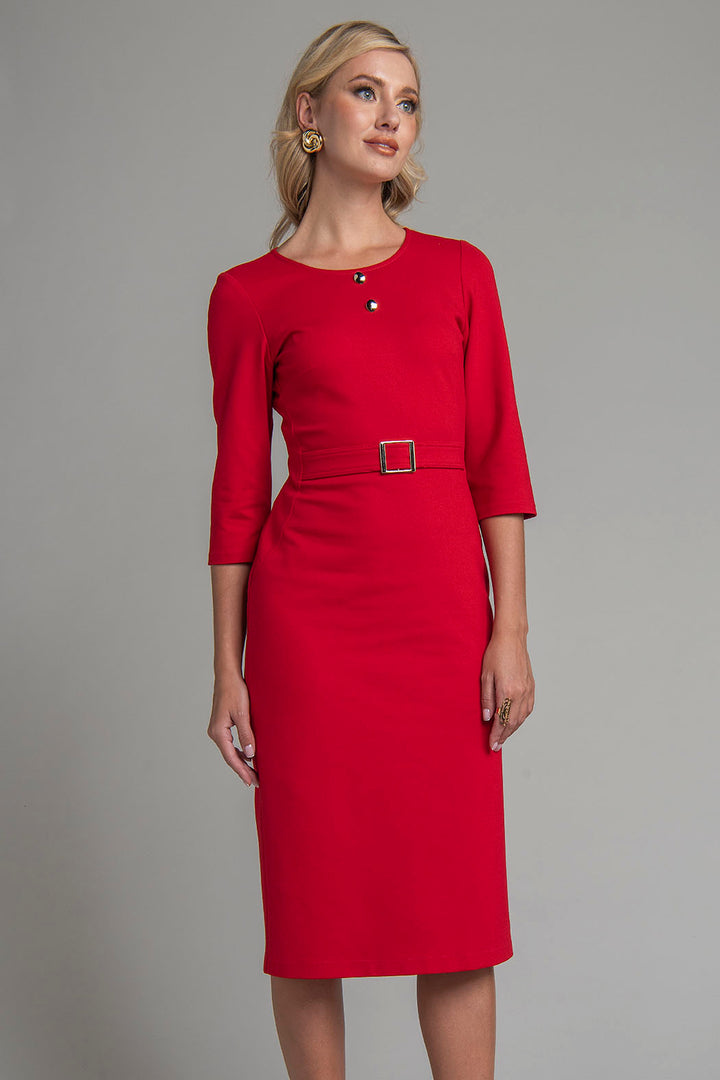 Vestido Liso Con Cinturon