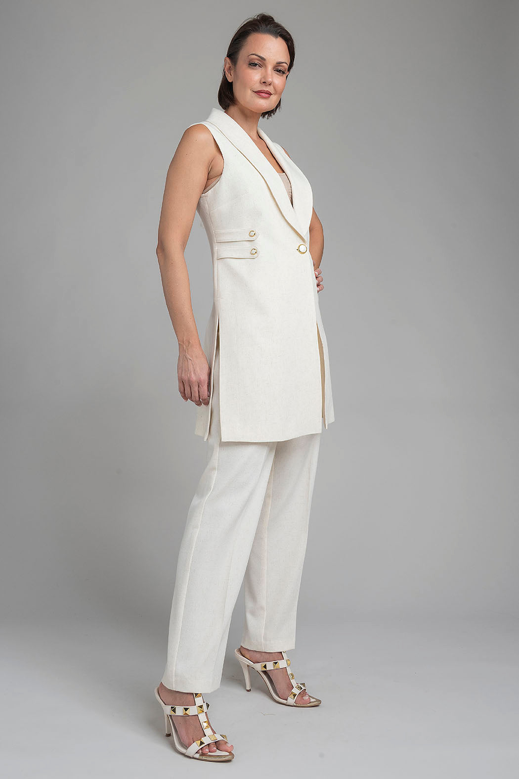 Conjunto De Pantalon Con Chaleco Largo