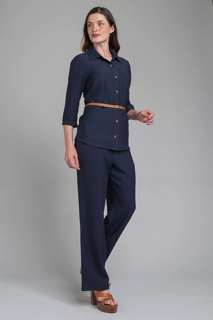 Conjunto De Pantalon Con Top Y Blusa