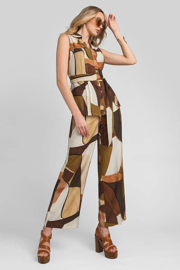 Conjunto De Pantalon Con Blusa Estampado