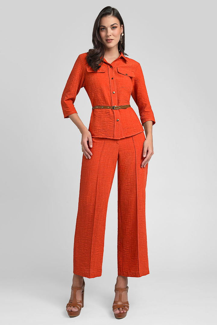 Conjunto De Pantalon Con Blusa Camisera