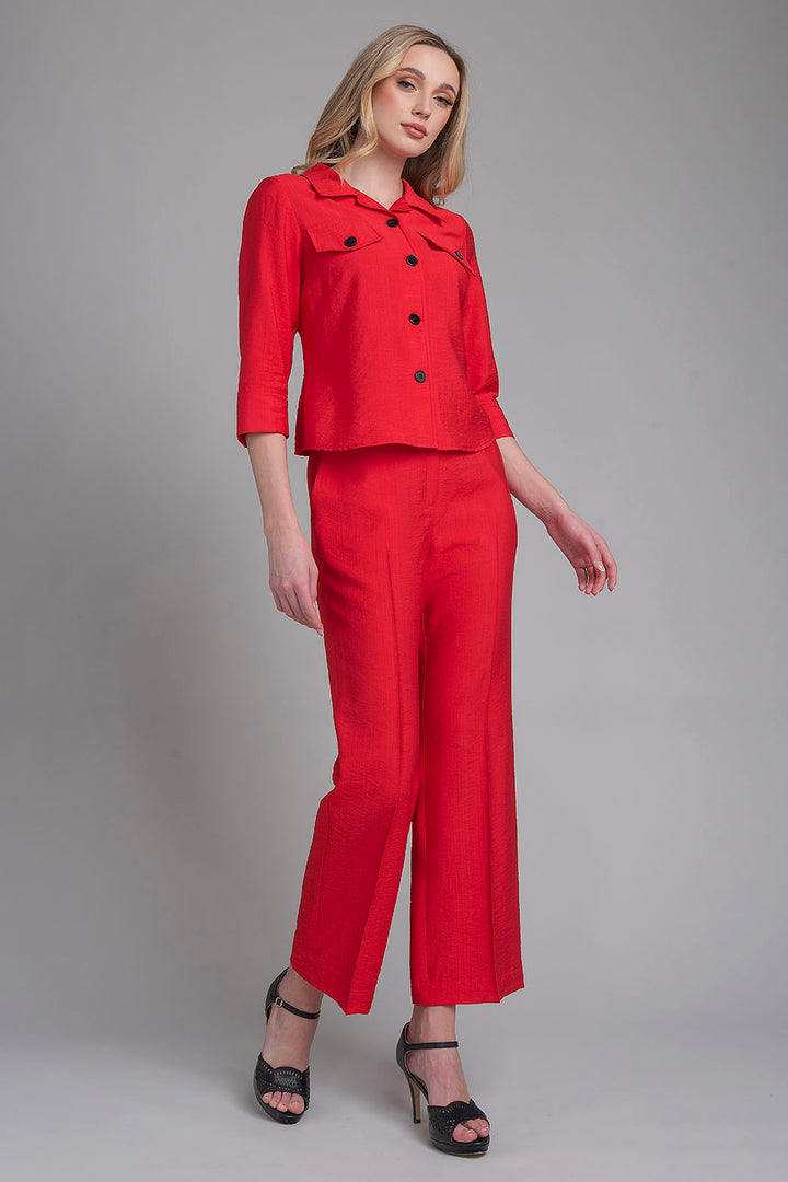 Conjunto De Pantalon Con Blusa De Manga 3/4