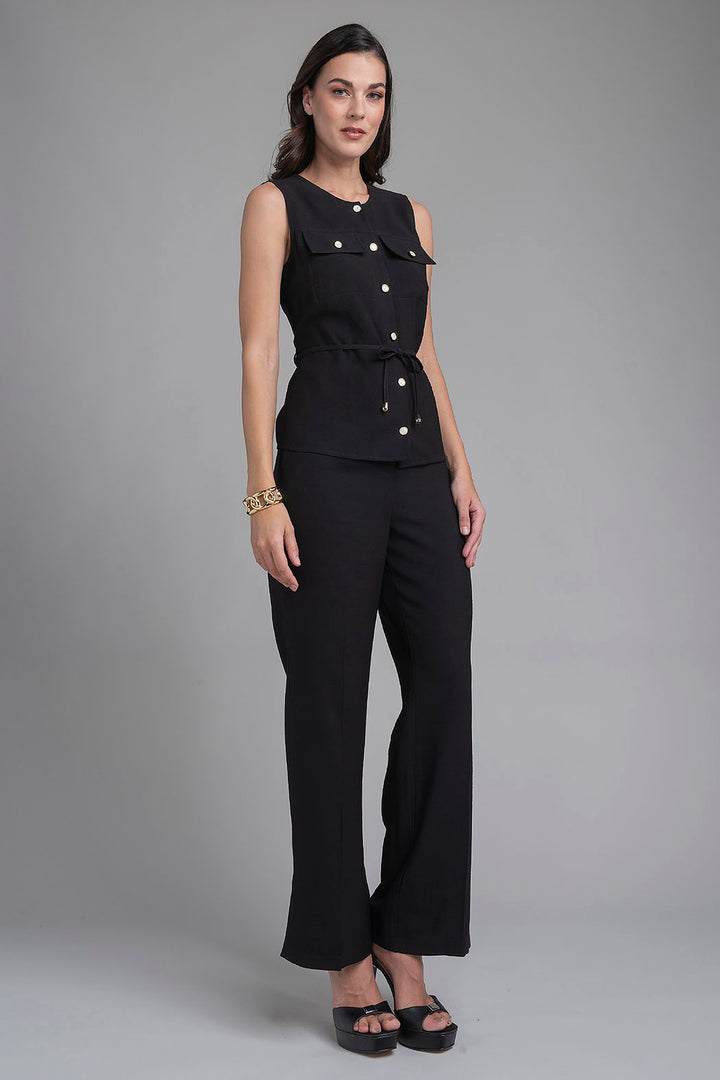 Conjunto De Pantalon Con Blusa Sin Mangas