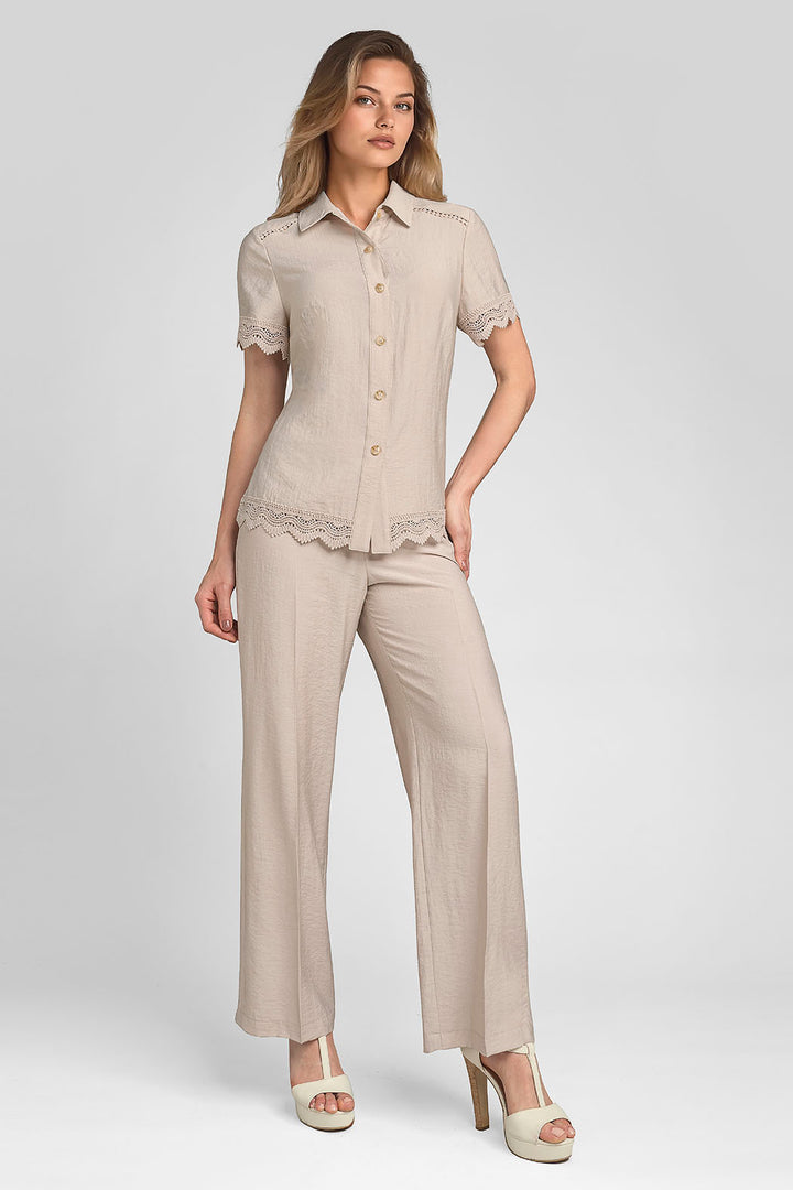 Conjunto De Pantalon Con Blusa Lisa