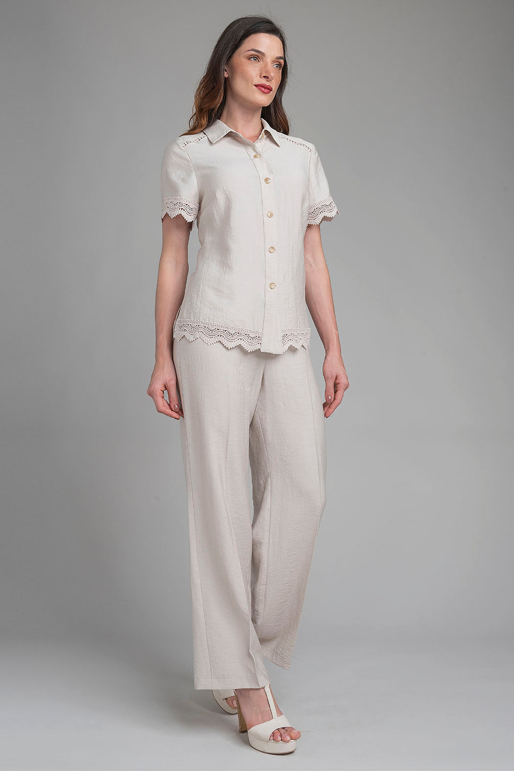 Conjunto De Pantalon Con Blusa Lisa