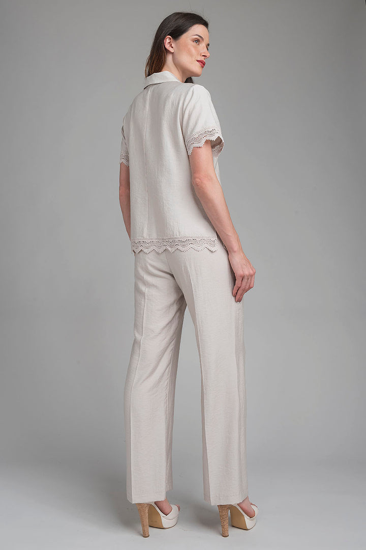 Conjunto De Pantalon Con Blusa Lisa