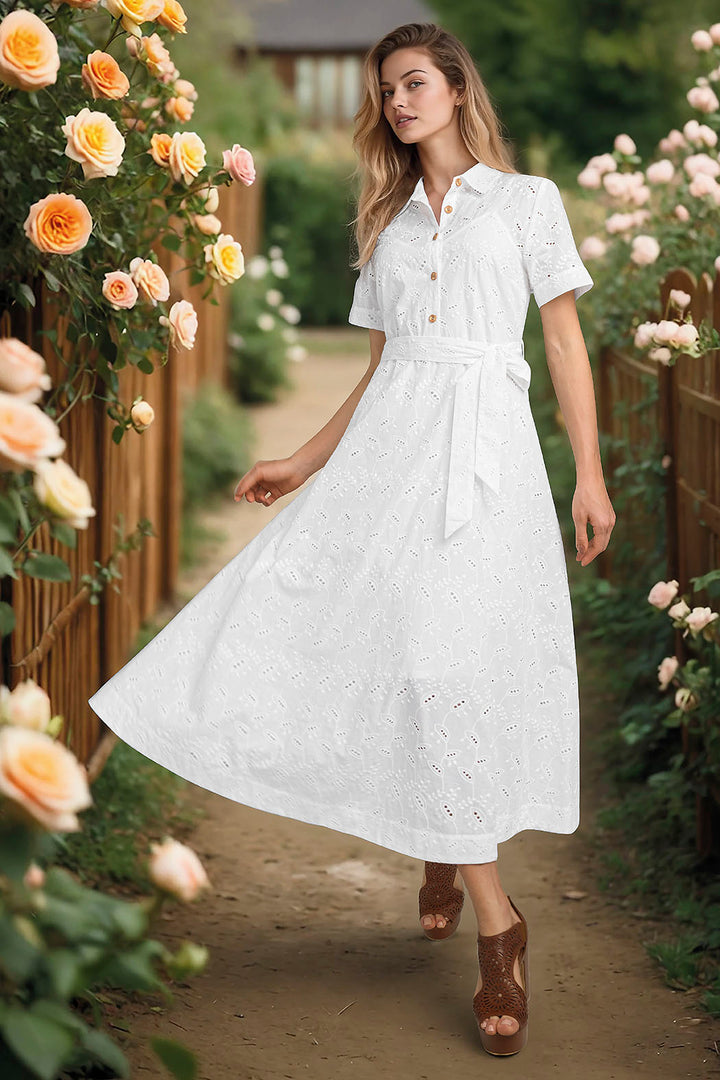 Maxi Vestido Liso De Manga Corta