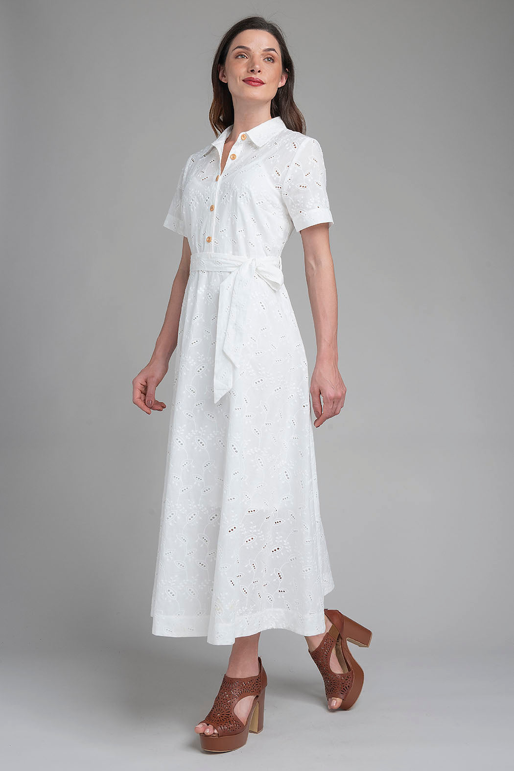 Maxi Vestido Liso De Manga Corta