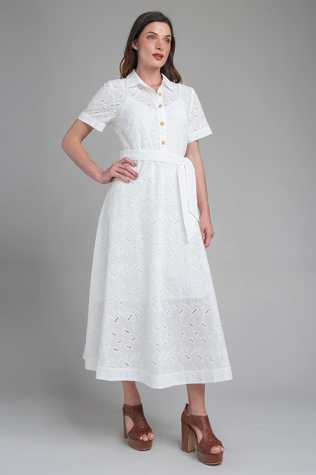 Maxi Vestido Liso De Manga Corta