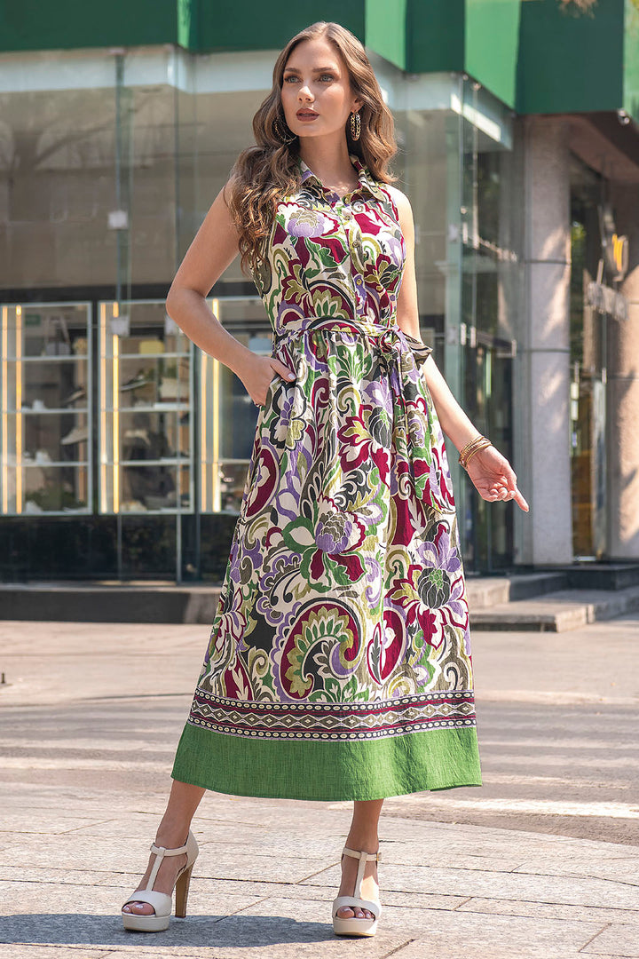 Maxi Vestido Estampado Sin Mangas