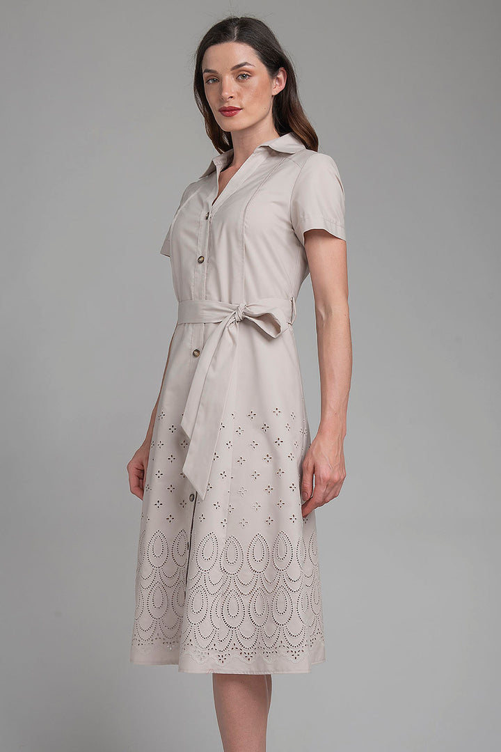 Vestido Camisero Con Detalles Bordados