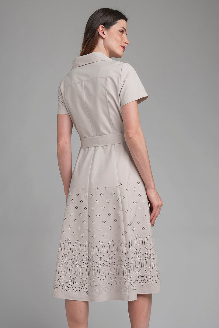 Vestido Camisero Con Detalles Bordados