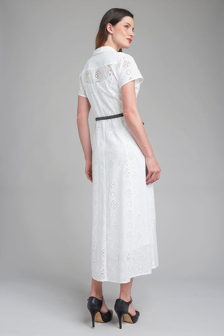 Maxi Vestido Bordado Con Cinturon