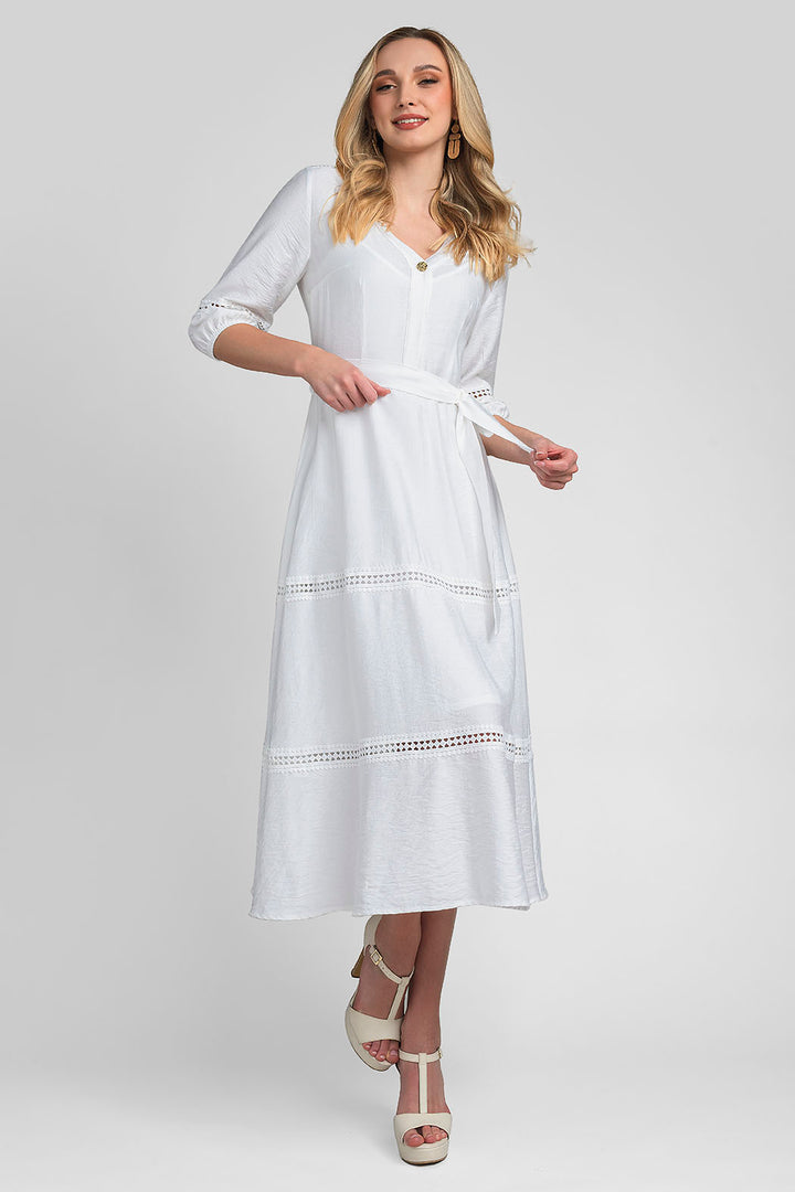 Maxi Vestido Liso Con Tira Bordada