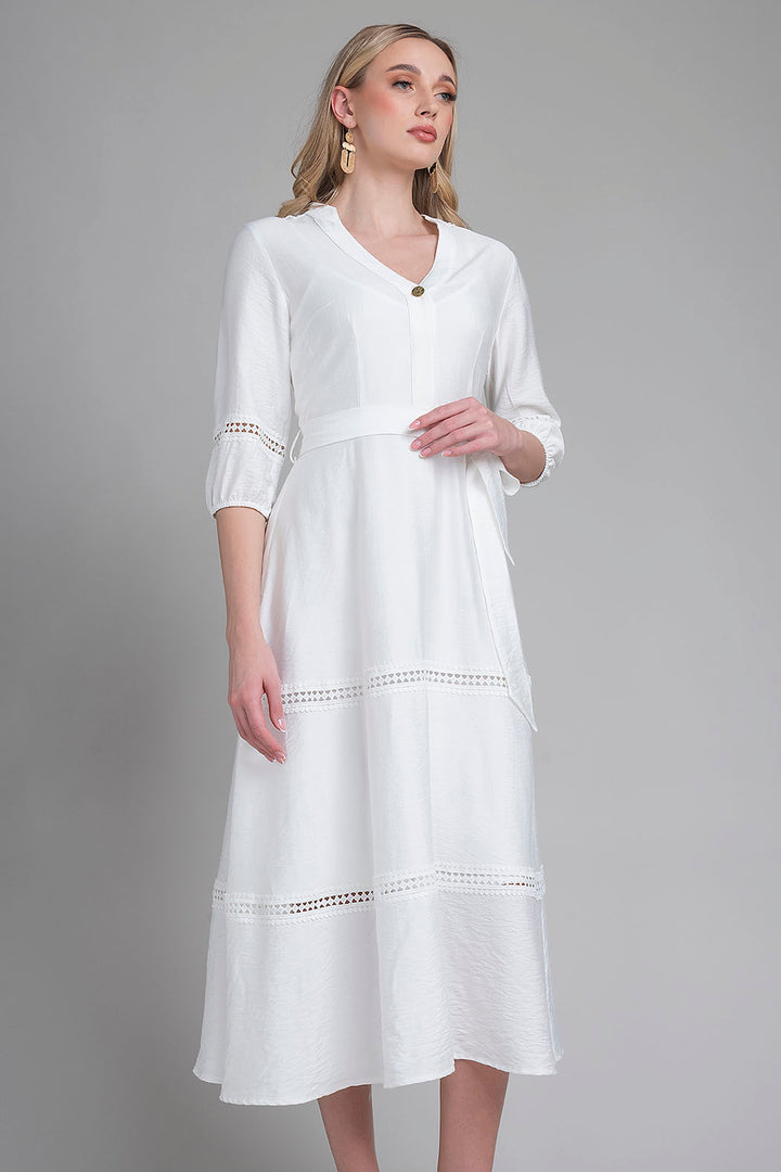 Maxi Vestido Liso Con Tira Bordada