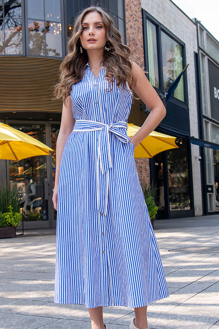 Maxi Vestido Sin Mangas De Rayas