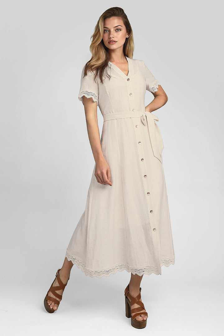 Maxi Vestido Con Botones Al Frente