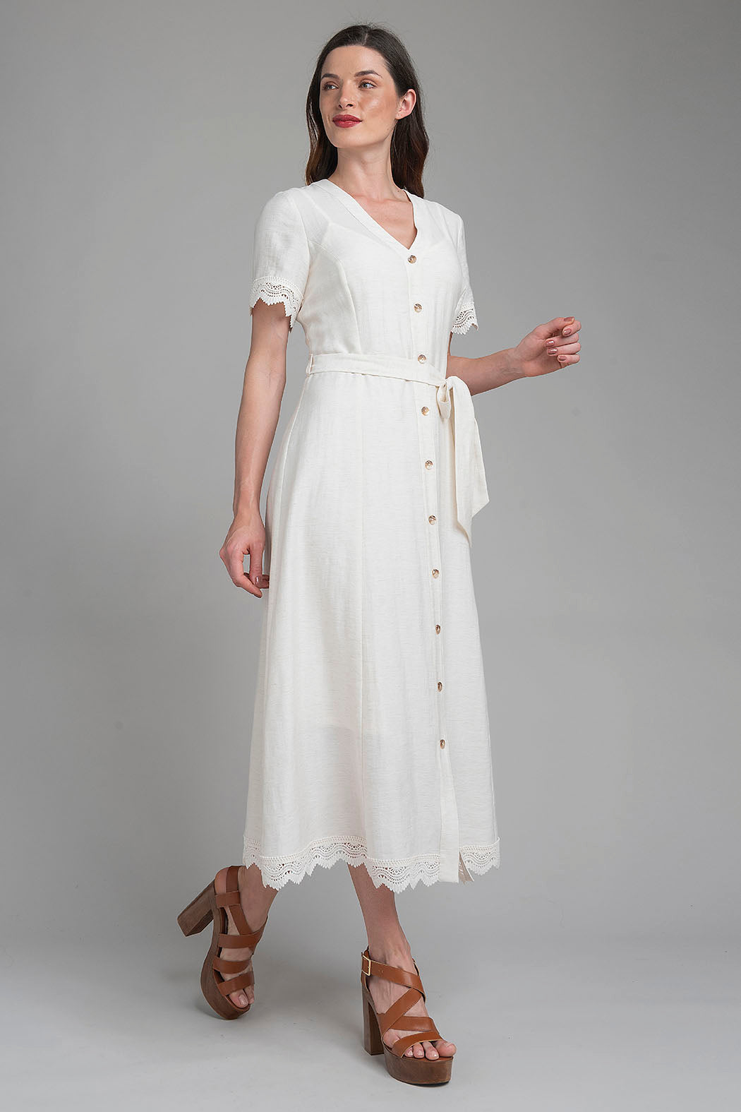 Maxi Vestido Con Botones Al Frente