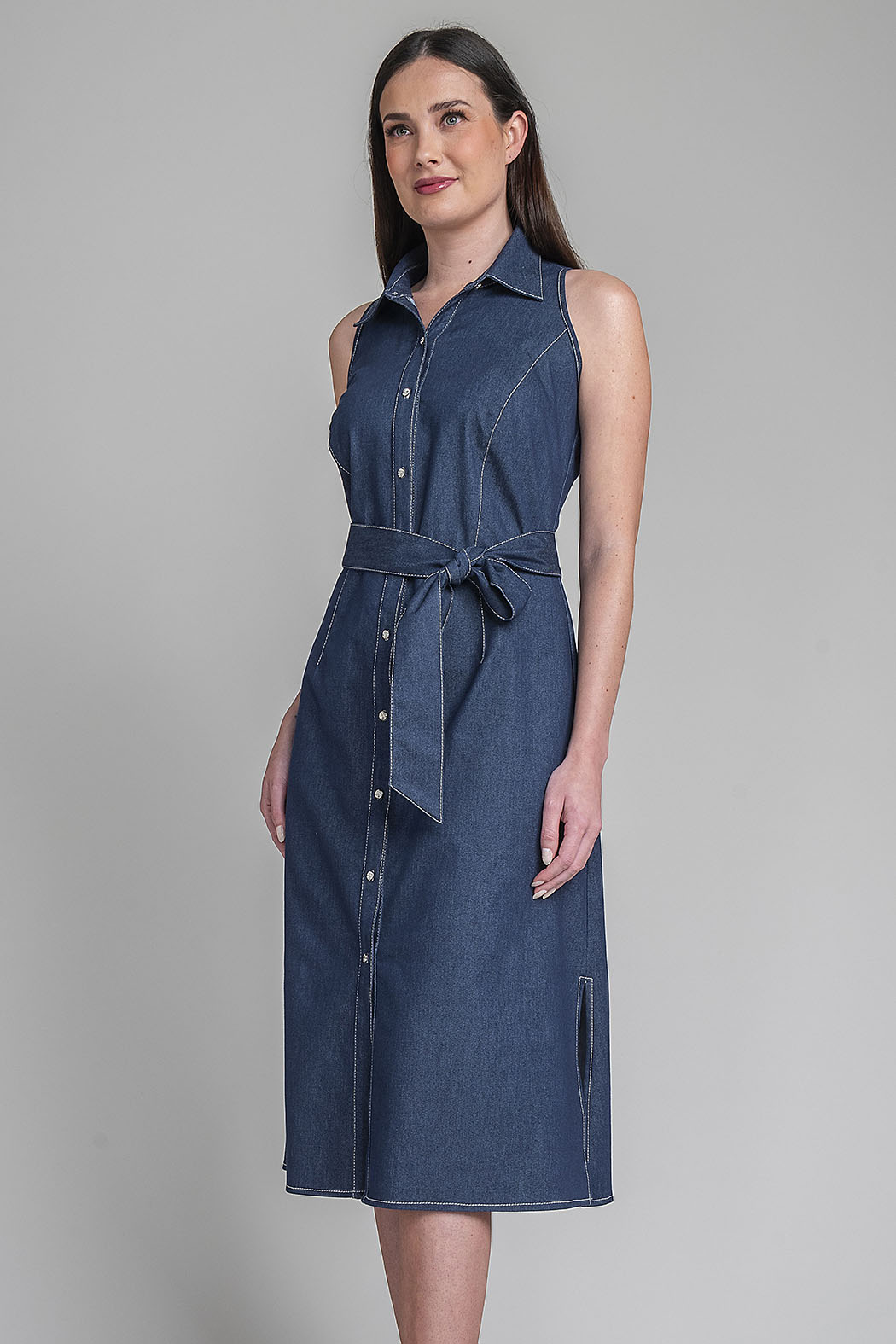 Maxi Vestido De Mezclilla Sin Mangas