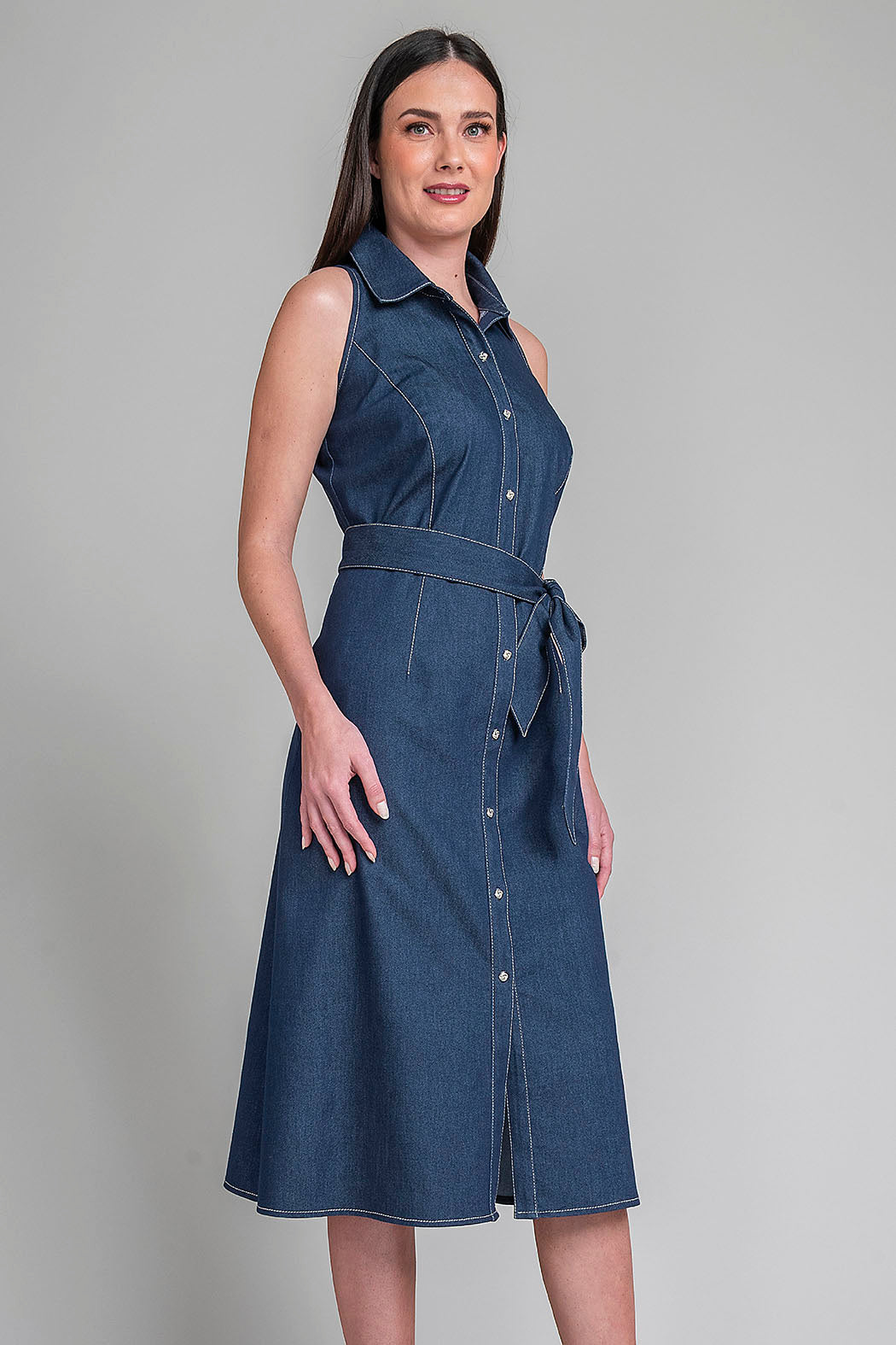 Maxi Vestido De Mezclilla Sin Mangas