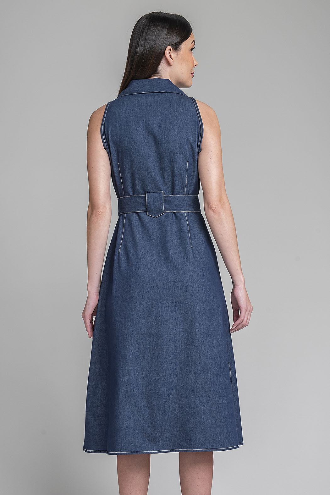 Maxi Vestido De Mezclilla Sin Mangas