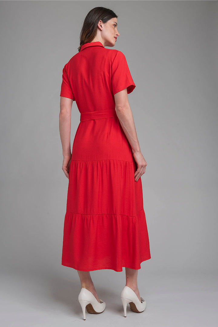 Maxi Vestido Liso Con Manga Corta