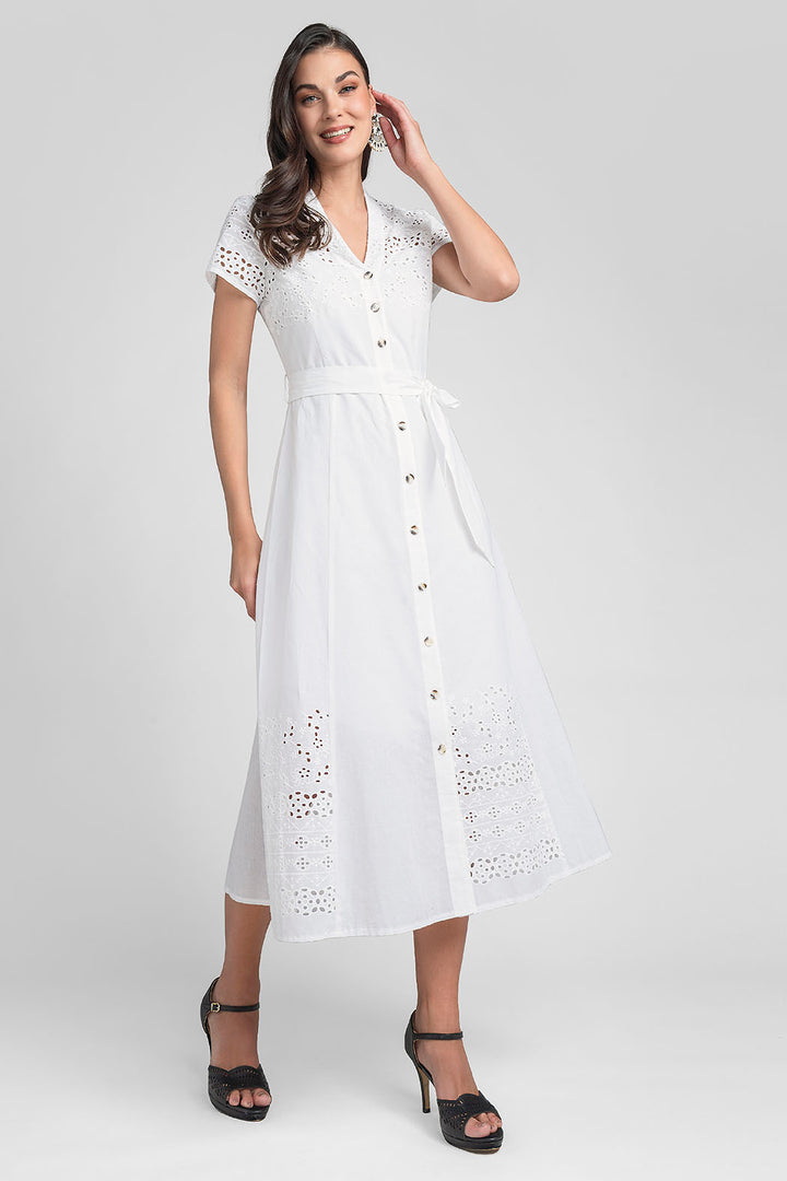 Maxi Vestido Con Bordado En Hombros