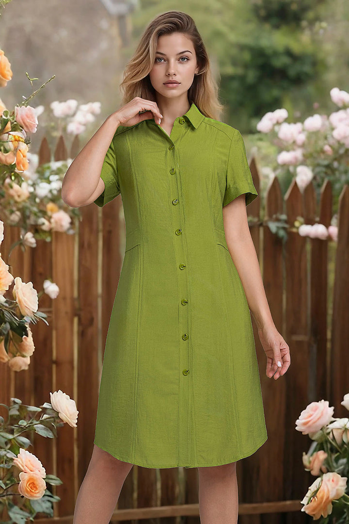 Vestido Liso Con Botones Al Frente