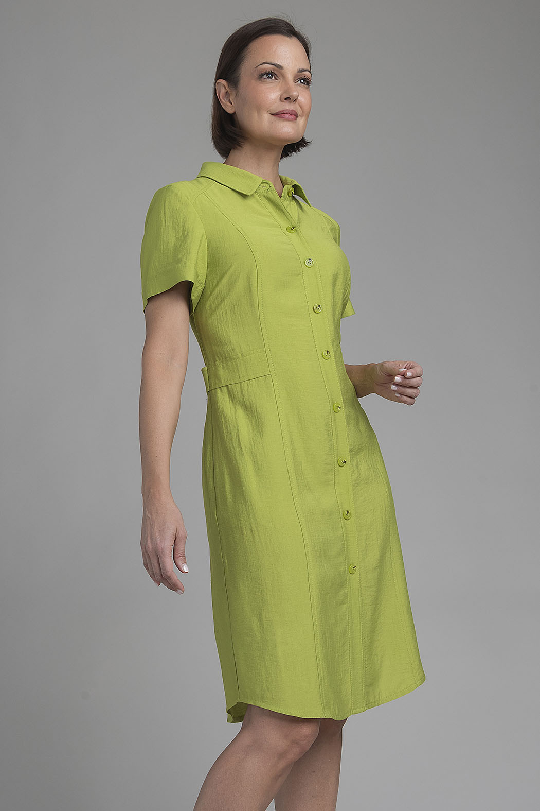 Vestido Liso Con Botones Al Frente