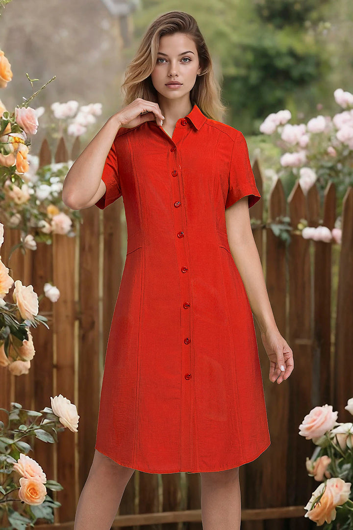 Vestido Liso Con Botones Al Frente