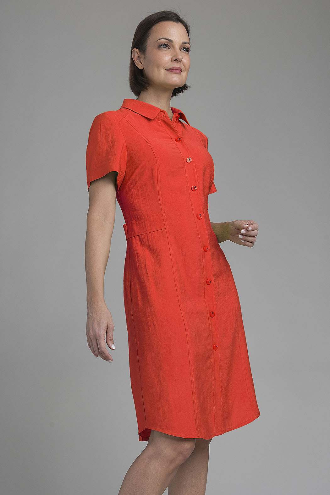 Vestido Liso Con Botones Al Frente