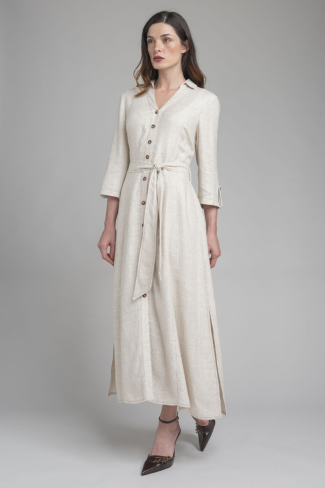 Maxi Vestido Con Banda En Cintura