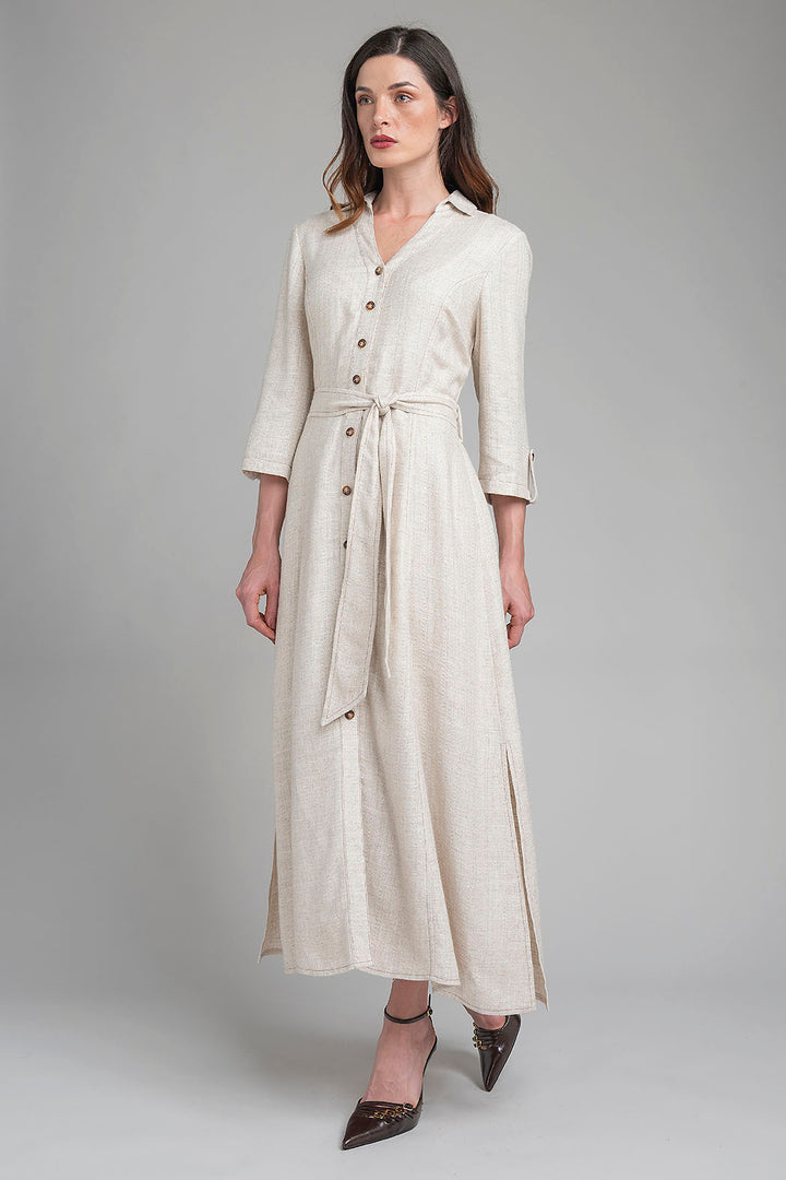 Maxi Vestido Con Banda En Cintura