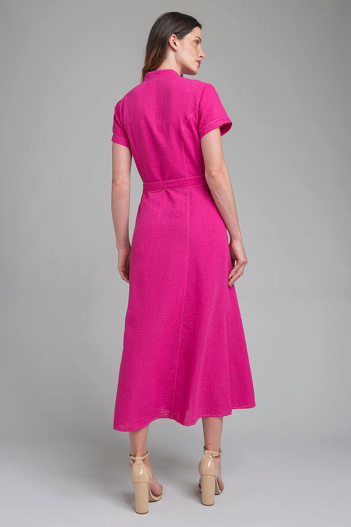 Maxi Vestido Con Manga Corta Y Banda En Cintura