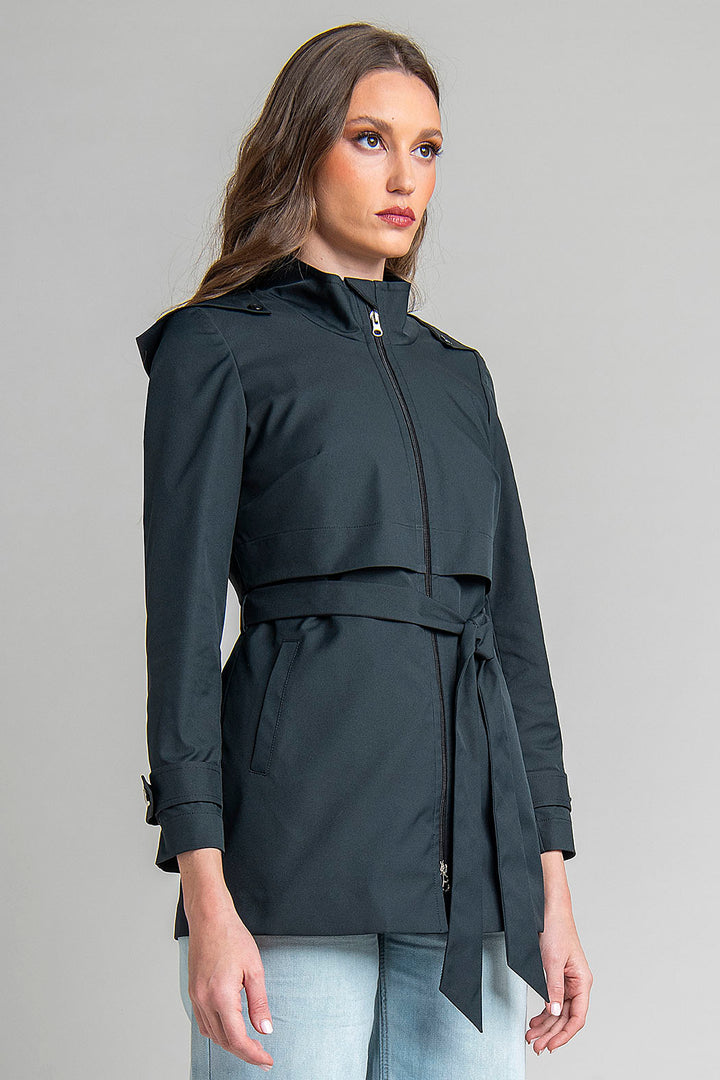 Gabardina Lisa Con Jareta En Cintura