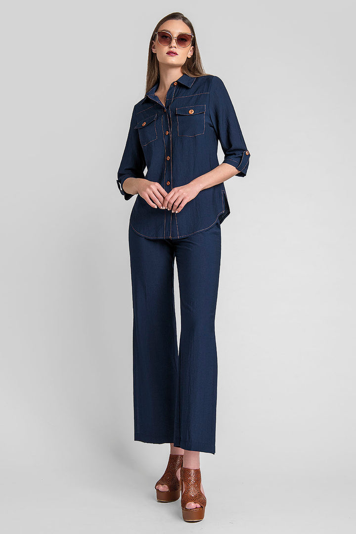 Conjunto De Pantalon Con Blusa Camisera