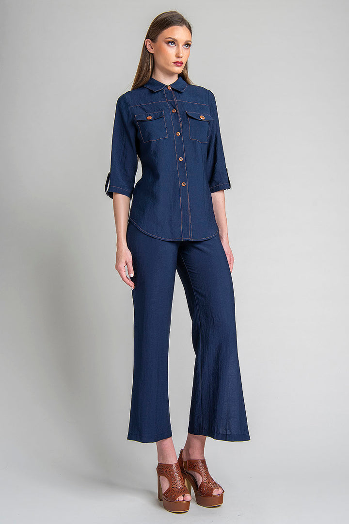 Conjunto De Pantalon Con Blusa Camisera