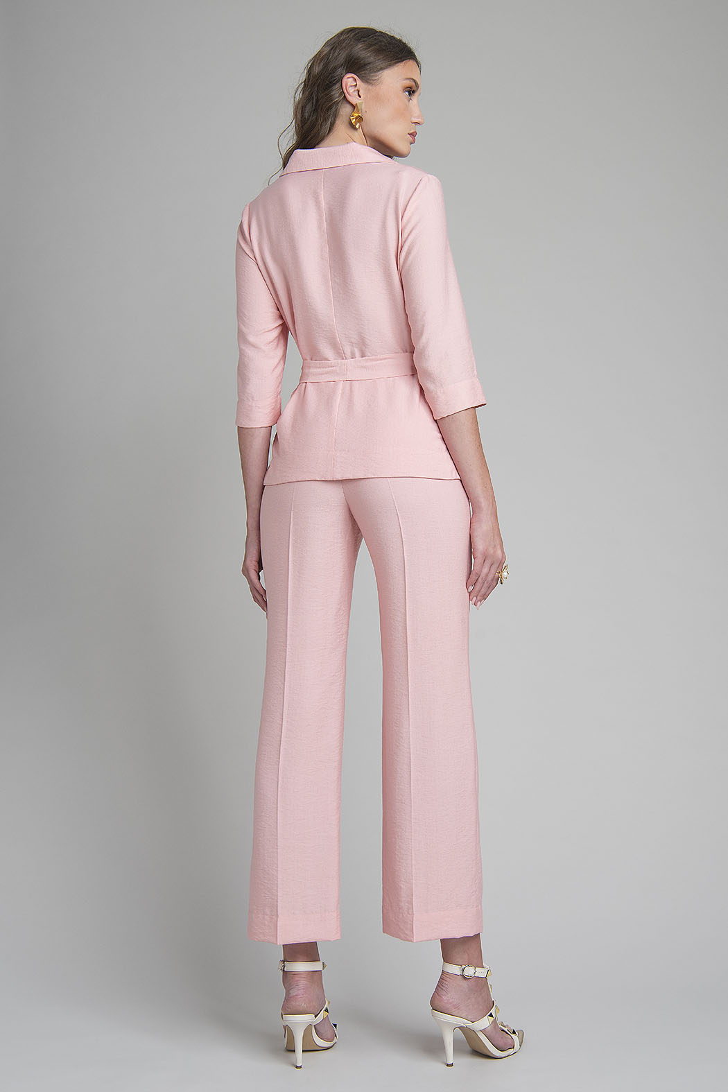 Conjunto Liso De Pantalon Y Blusa Con Jareta En Cintura
