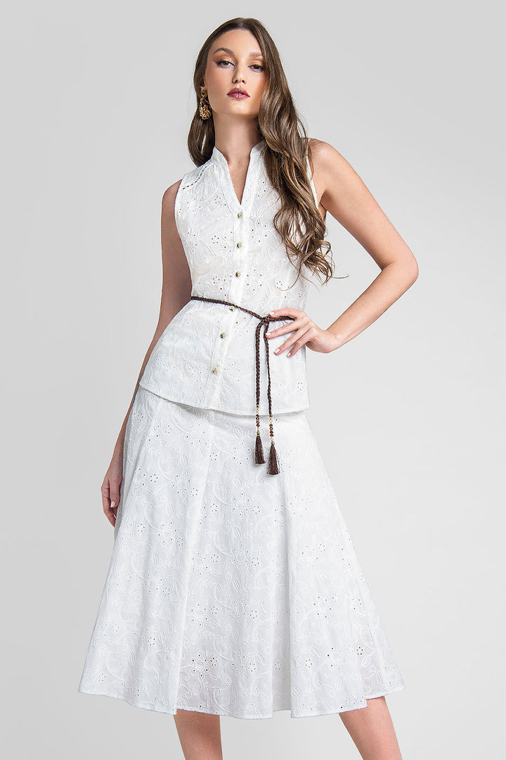 Conjunto De Falda Y Blusa Sin Mangas