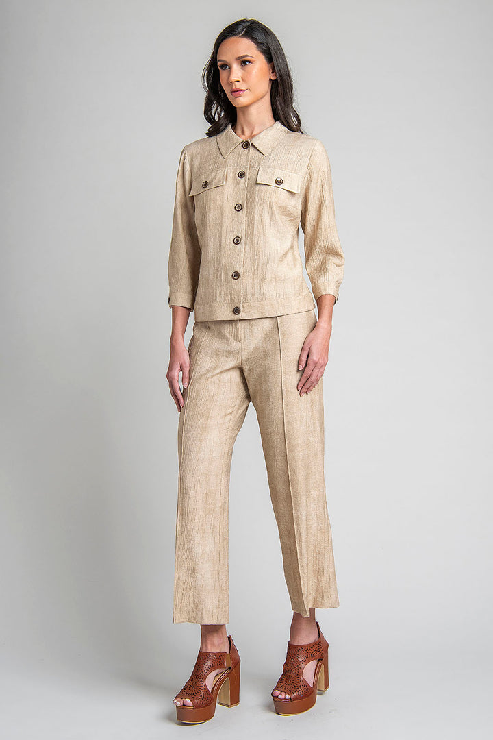 Conjunto De Pantalon Con Blusa Y Botones Al Frente