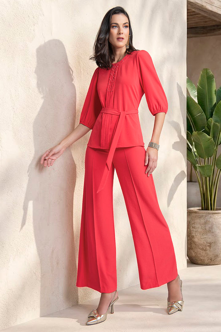 Conjunto De Pantalon Con Blusa Y Jareta En Cintura